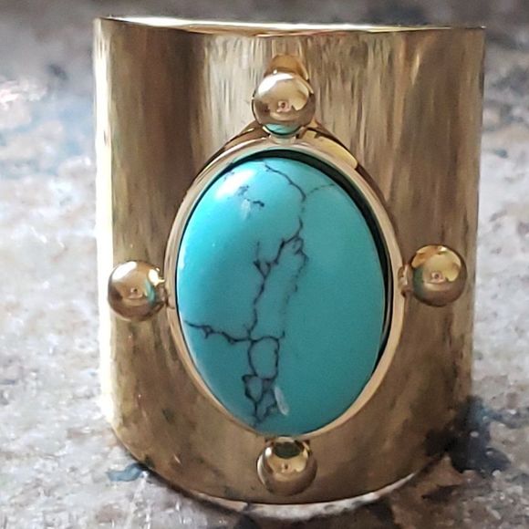 New! FP Starline Mojave Gold Turquoise Ring - Picture 7 of 15